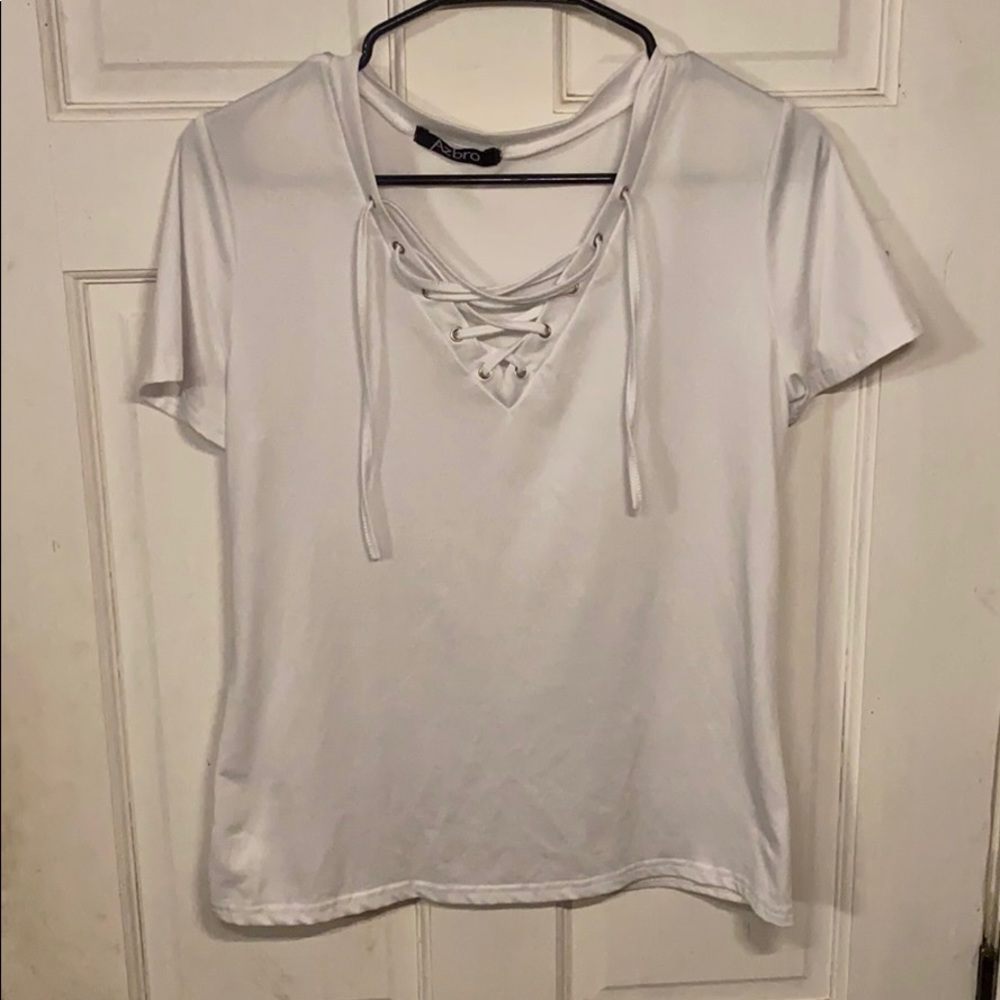 White lace up top